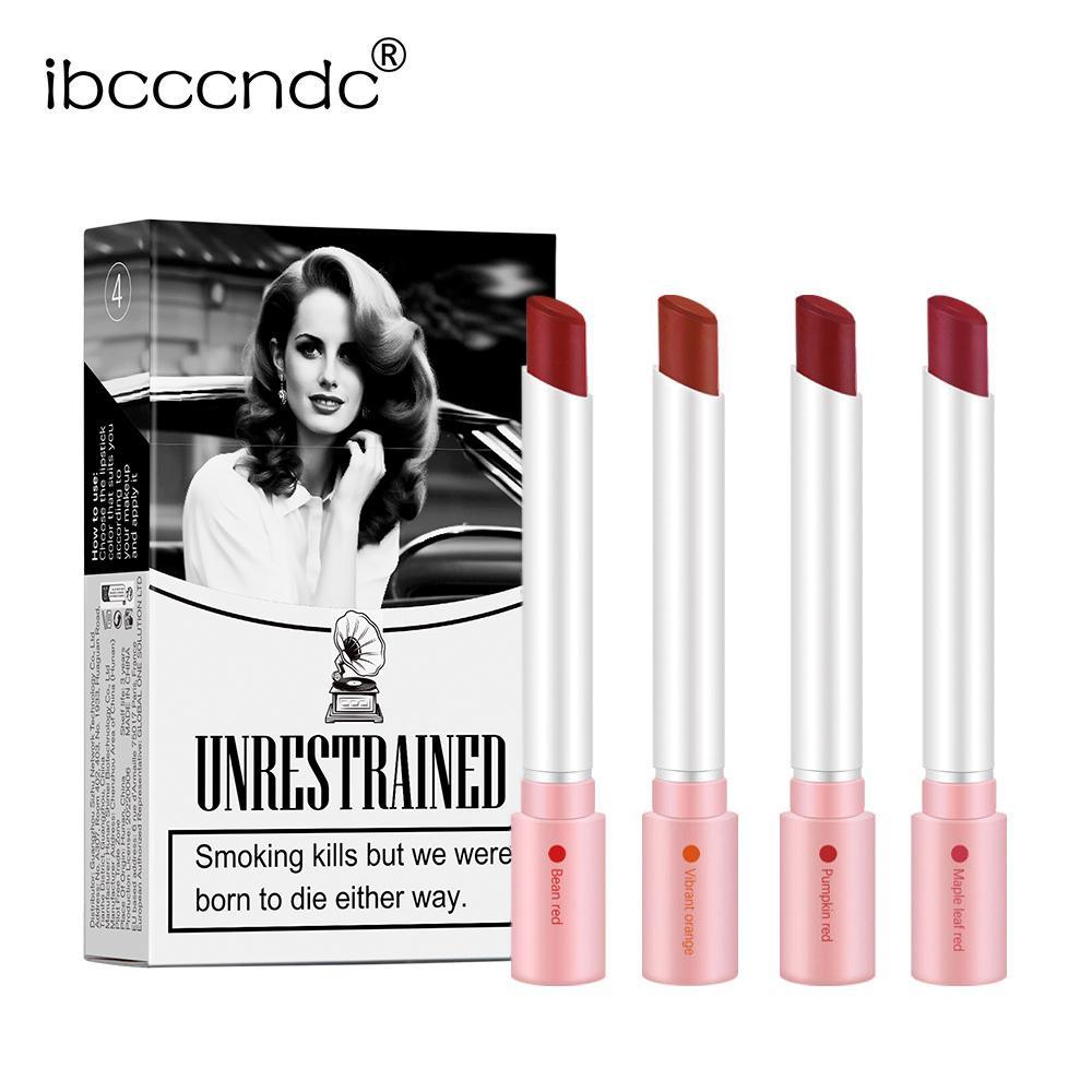 Long Lasting Matte Lipstick Set, Lipstick Beauty, 4 Counts/set Lipsticks Natural Tube Lipstick for Lip Makeup, Portable Girls and Women Makeup Accessories