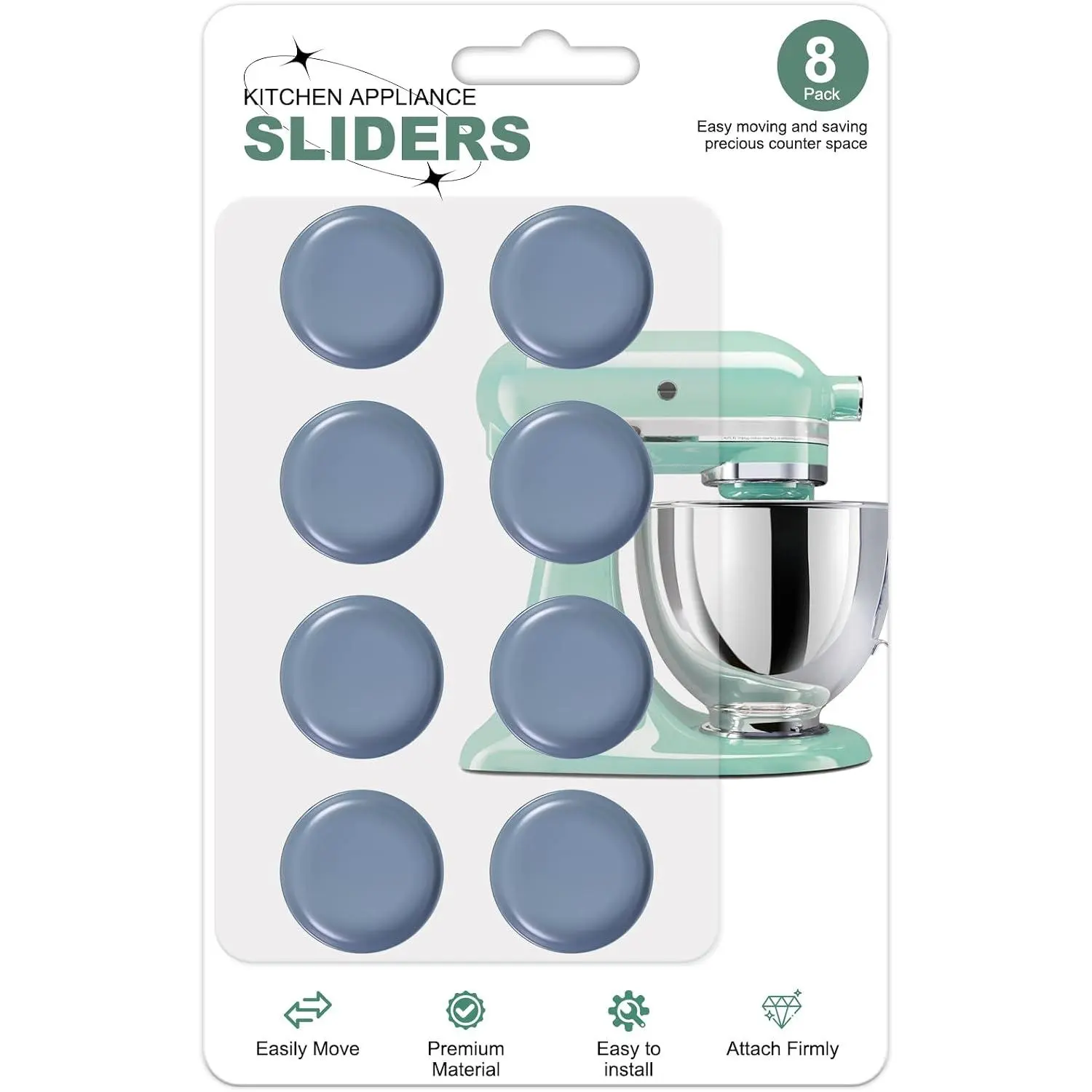 8 count Kitchen Appliance Sliders, Self Adhesive Appliances Sliders, Countertop Small Appliance Moving Pads for Stand Mixer, Coffee Maker, Air Fryer, Essential Coffee Bar Kitchen Gadgets