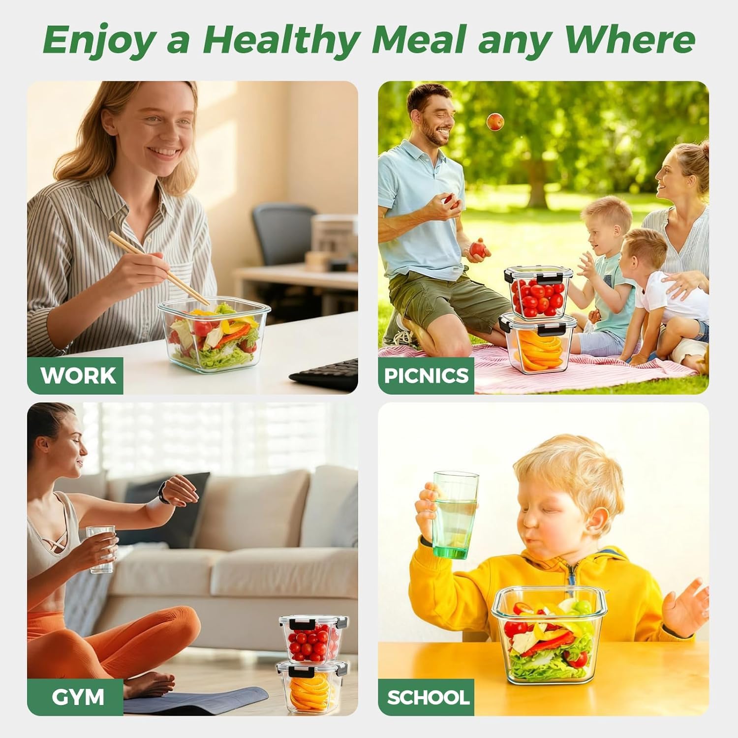 32 oz Glass Soup Containers with , 4 Cup Glass Storage Containers with , Meal Prep Containers, Microwave, Oven, Freezer and Dishwasher, 32 oz Glass Soup Containers with , 4 Cup Glass Storage Containers with , Meal Prep Containers, Microwave, Oven, Freezer and Dishwasher,