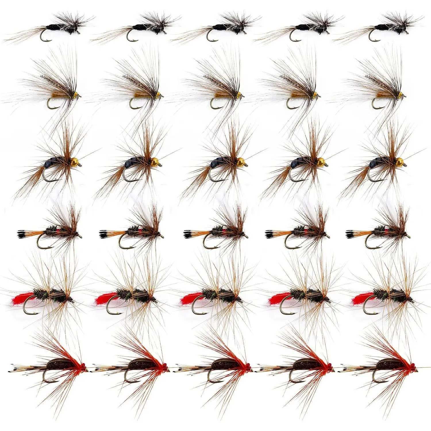 Fly Fishing Flies Kit,25pcs/30pcs/100pcs Fly Fishing Lures,Dry Flies Wet Flies Streamers Nymphs Flies, Fly Fishing  Kit for Bass Trout Salmon Fishing