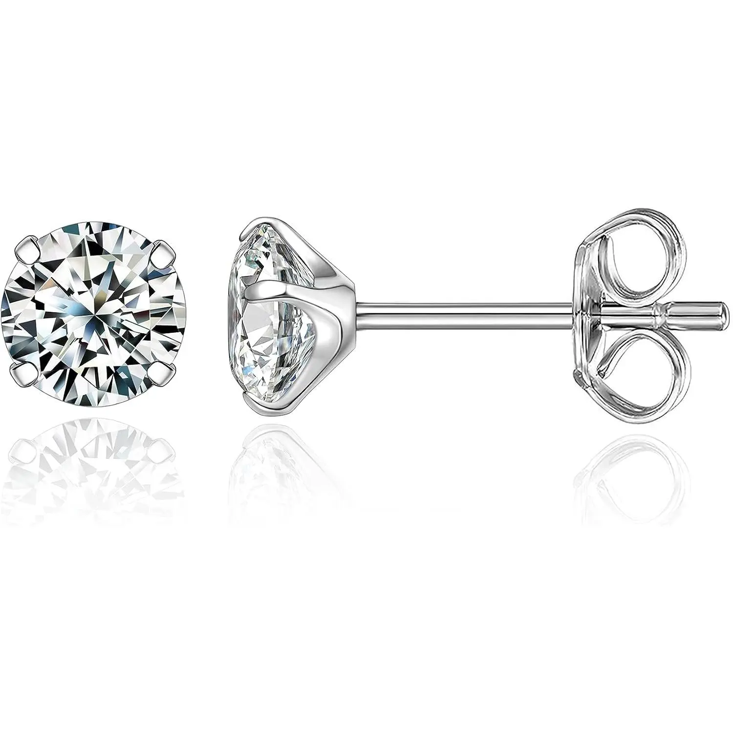 G23 Pure F136 Implant Grade Titanium Earrings | 20G Flat  Studs with CZ,  in Round, Princess-Cut, Square & Ball, Earrings for Women and Men with  Ears