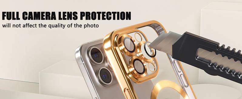 For iPhone17 16 15 14 13 12 11 Pro max Plus MagSafe Cases with Camera Lens Protector Full Protection Clear Magnetic Case Compatible with MagSafe Elegant Anti-Scratch Case Cover Shockproof Protective Case for 17 Pro Max