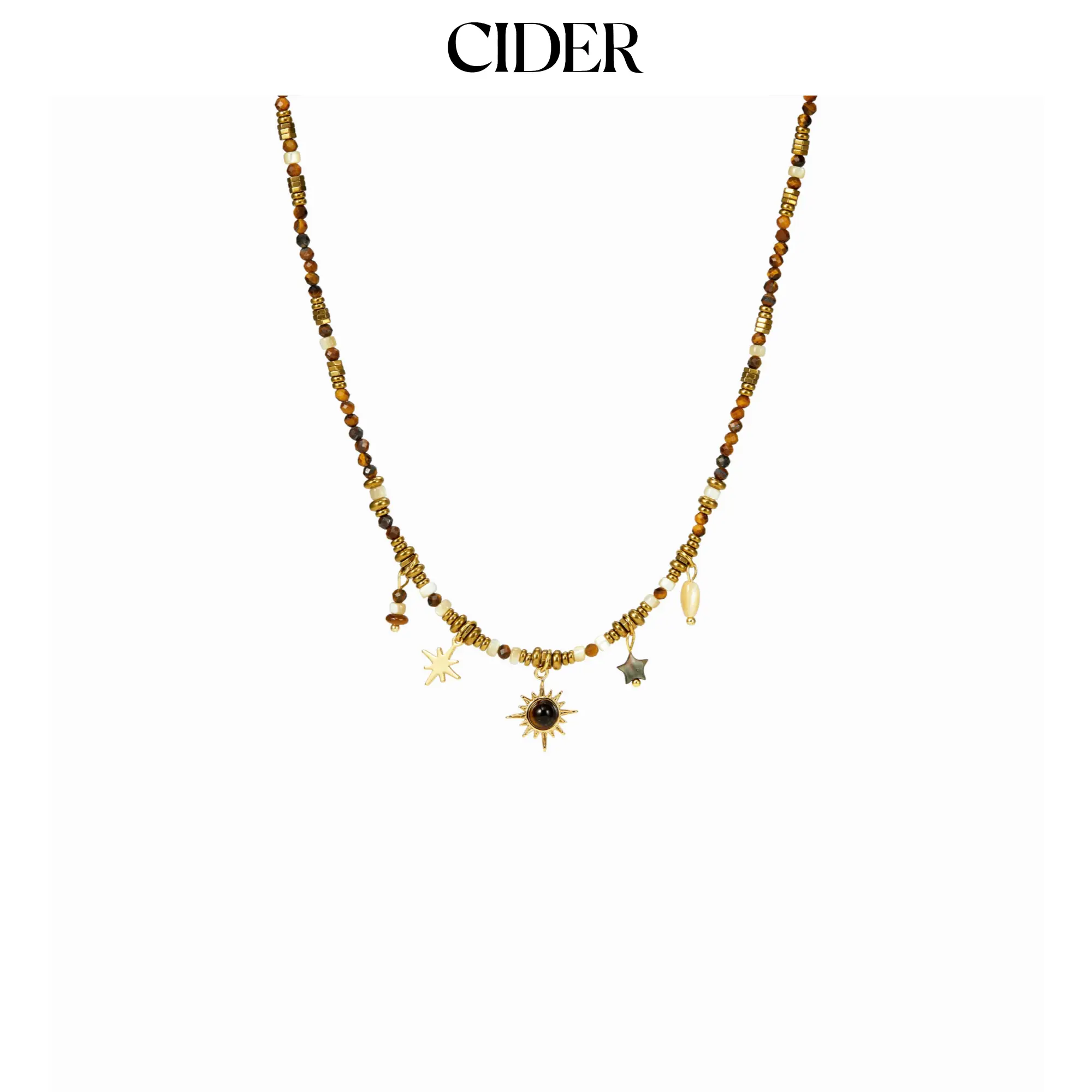 Cider BOHO BEADED SUN & STAR PENDANT NECKLACE
