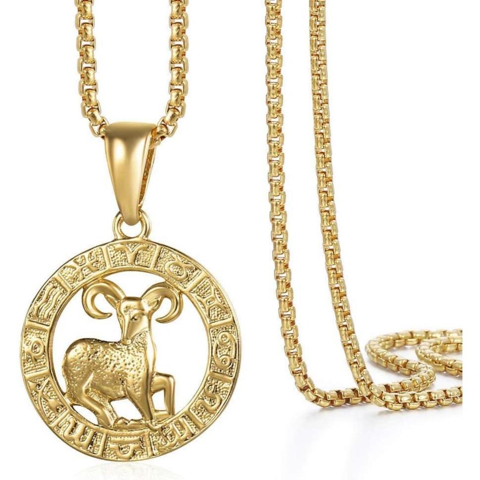 FLORIDECO  Zodiac Necklace - Personalized Star Sign Pendant Glowing Constellation Charm on 22” Box Chain - Unisex Astro Luxury Jewellery Leo To Aries Sturdy And Stylish Durability