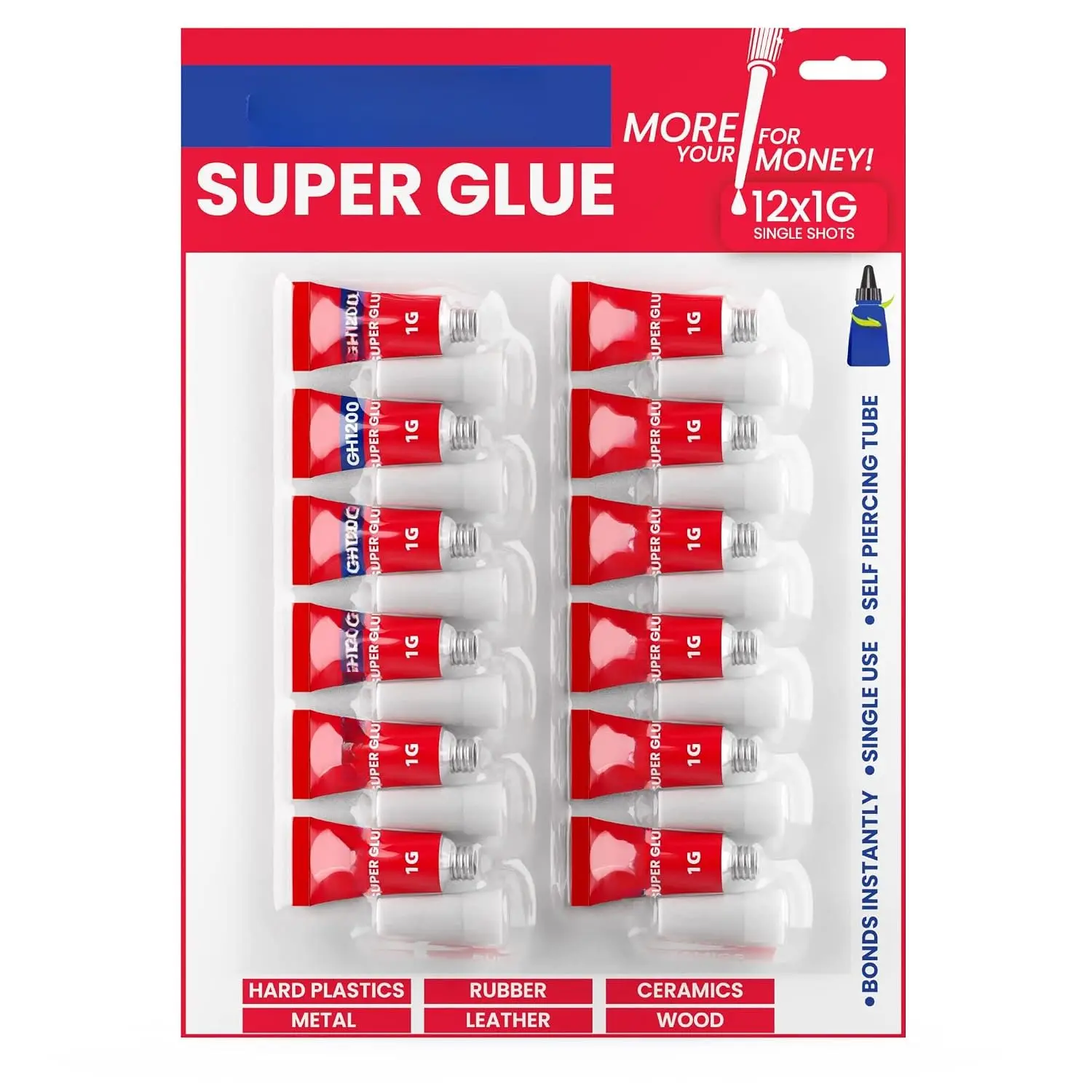 12 Grams Super Glue  Purpose with Anti Clog Cap. Ca Glue - Adhesive SuperGlue. Cyanoacrylate Glue for Hard Plastics, DIY Craft, Metal (12 g)