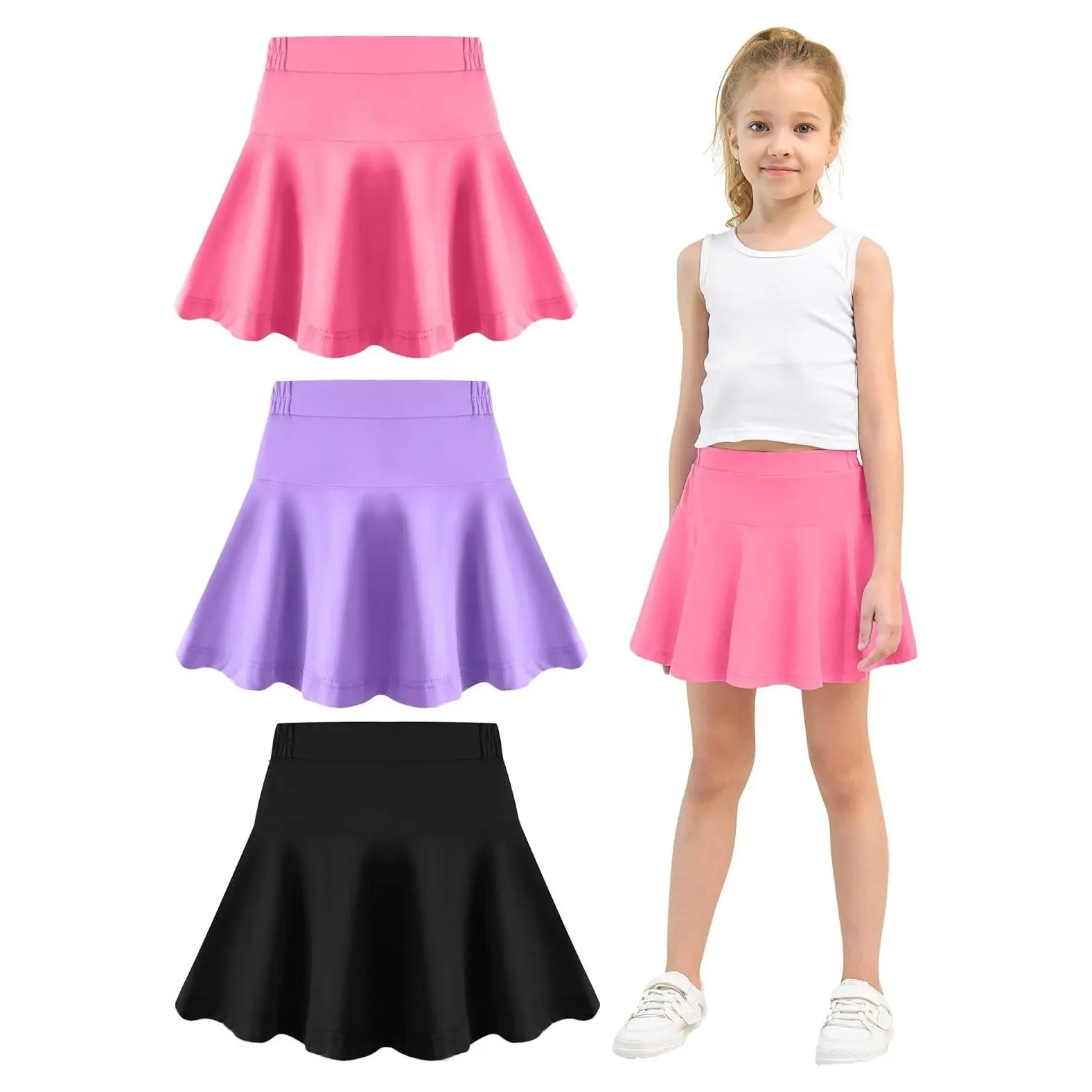 Toddler Little Girls Athletic Skort with Shorts - Golf Tennis Cheer Uniform Skirt OutfitGift