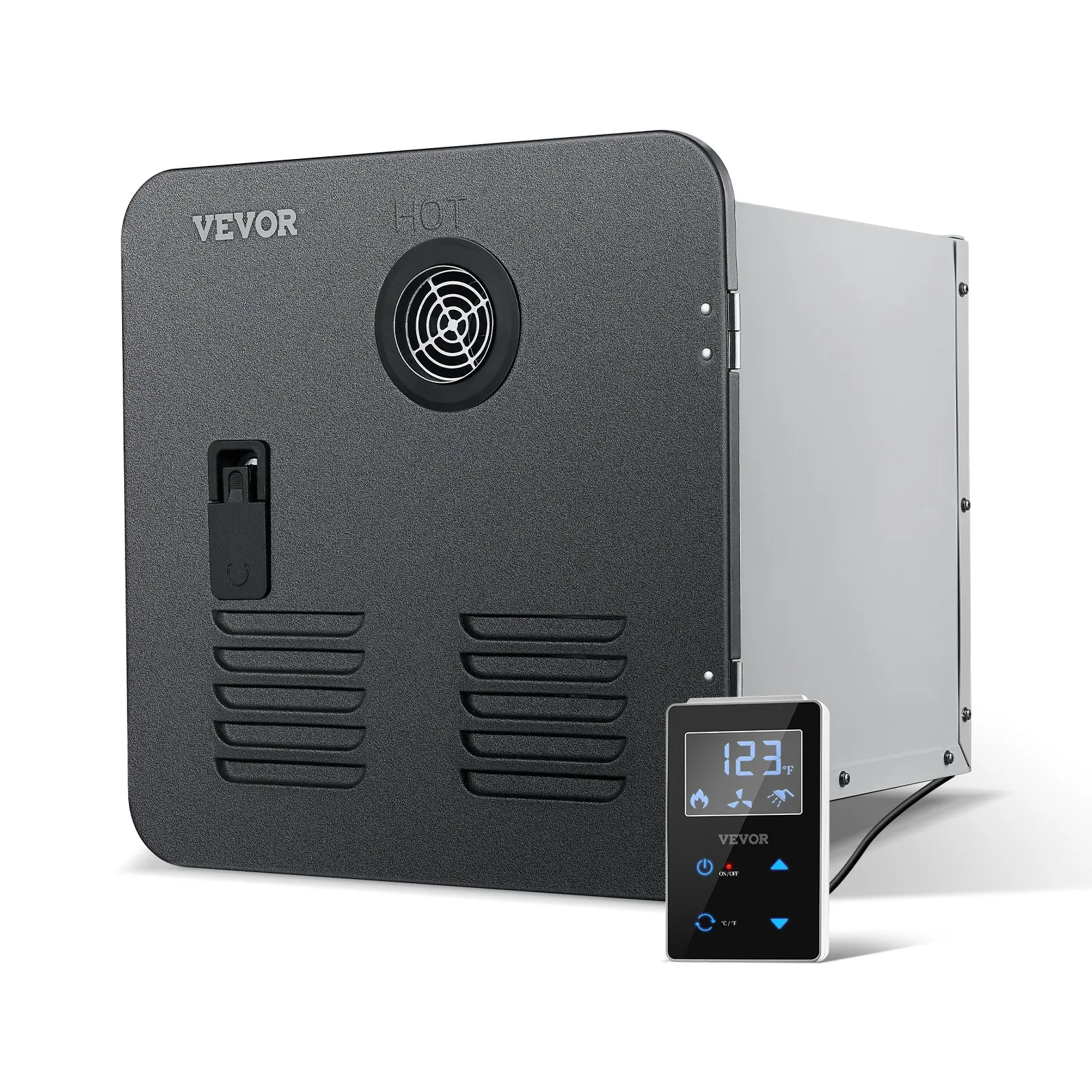 【Summerfinds】VEVOR Black 55000BTU Gas RV Tankless Water Heater, 15x15in Door Unit, 2.8L/min Instant Heat, Adjustable Temperature, Anti-Dry Burning, Remote Controller, LED Display Screen, for RV Users