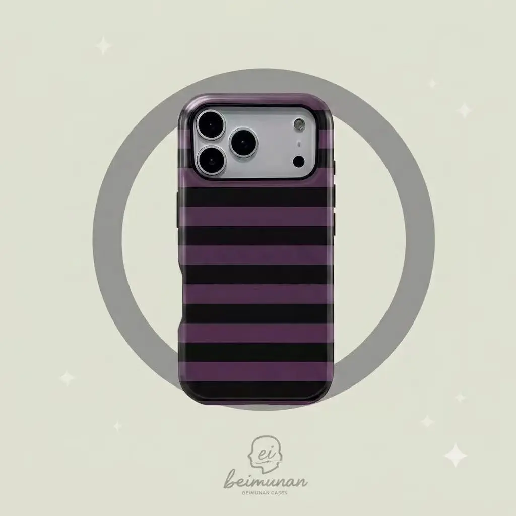 [Magnetic Compatible]Vertical Stripes Pattern, Aesthetic, Durable Shockproof Protective Two-In-One Case Cover, for Smartphone iPhone 17-11 Pro Max, Samsung Galaxy S25-S22 Ultra, Festive Gift