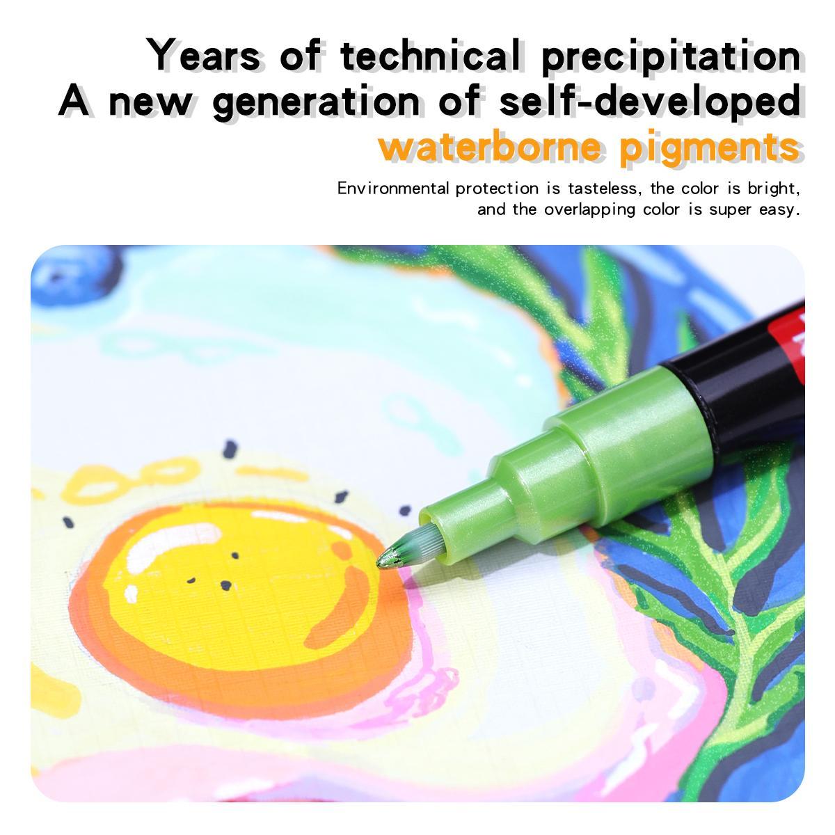 Acrylic Paint Marker Set, 0.7mm-1mm Fine Tip Acrylic Paint Pen, Waterproof & High Saturation Ideal for Wood, metallic, Plastic, Canvas, Fabric, Glass, Ceramic, Acrylic Marker Pens