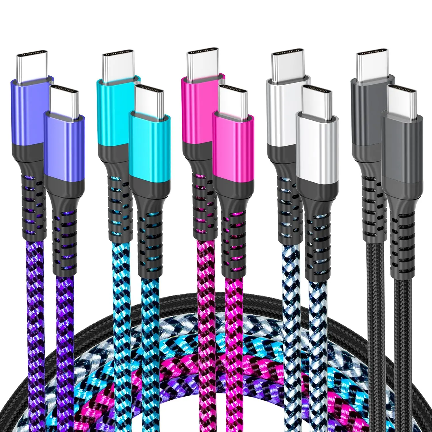 USB C , 5-Pack [3/3/3/6/6FT] USB-C to USB-C Cables for  16 15 Pro Max   Cord 60W 3A C to C Charger Cord for  S25/S24/S23/S22 for iPad mini/Air MacBook Pro 2022