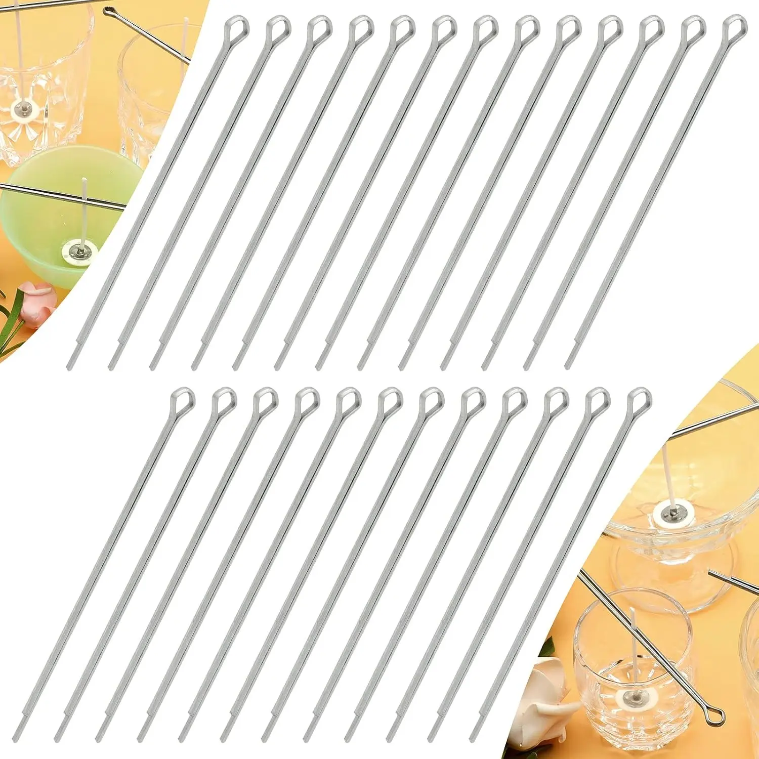 4.7 Inch Metal Wick Holders, 25 Pcs Wick Centering Tool for Candle Making