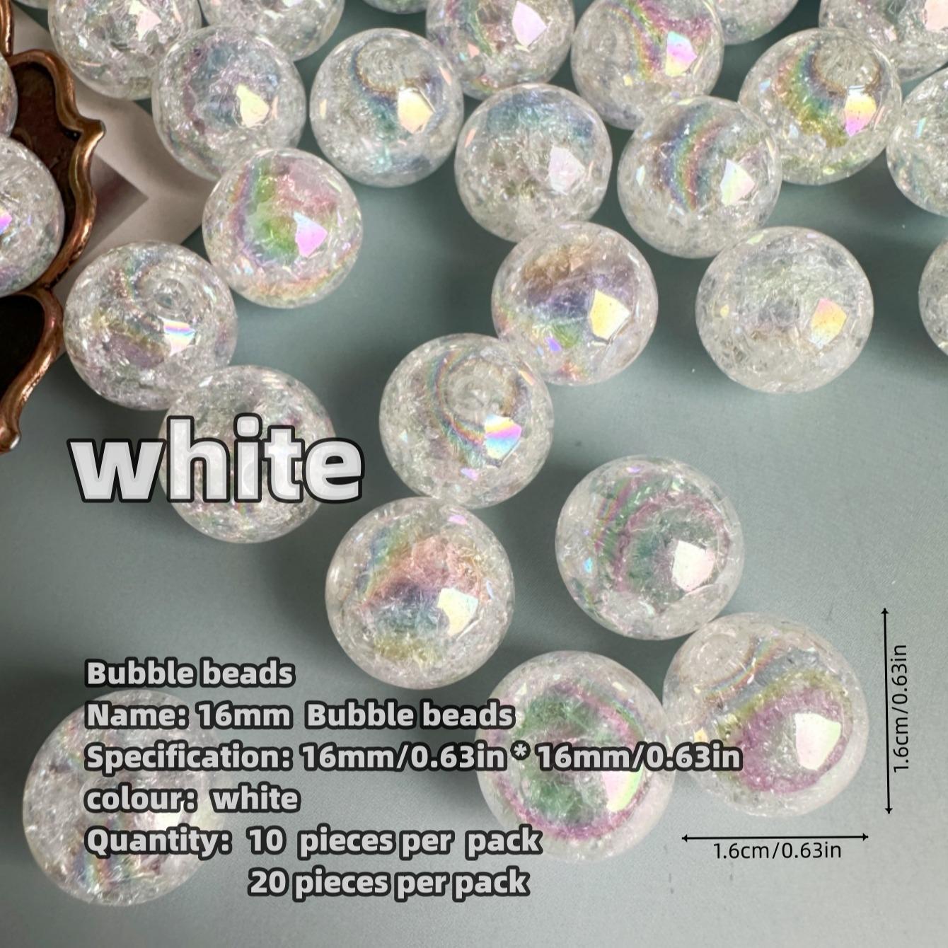 16mm Glitter Bubble Bead (20pcs/set), Shiny Round Beads for DIY Necklace Bracelet Phone Bag Pendant, Jewelry Making Supplies, Beading & Jewellery Making Material, DIY Beading Accessories, Christmas Gift