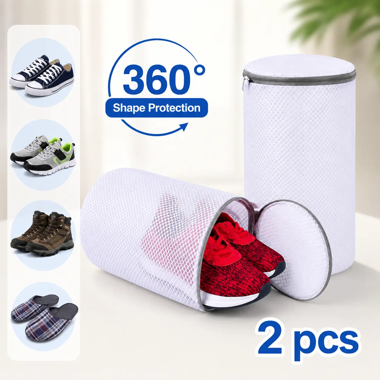 2PCS Shoes Washing Bags, Mesh Shoe Laundry Bag for Sneakers, 360° Shape Protection Washing Machine Bag,pouch