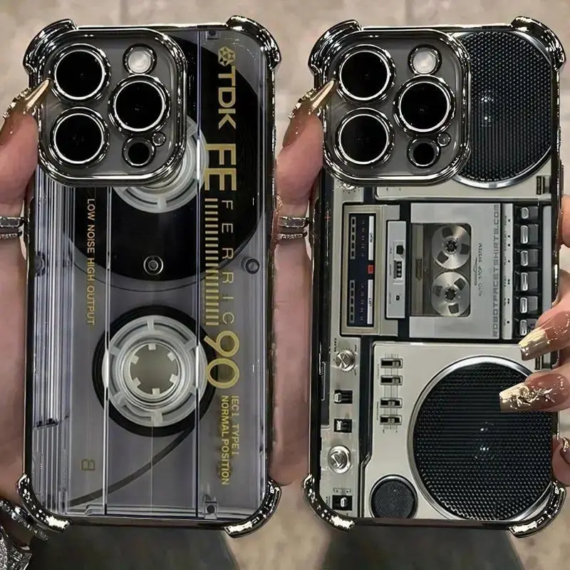 [Impresión 2D]Hot Retro Cassette Pattern Silicone Soft Phone Cases for iPhone 17 Air 16 15 14 13 12 11 Pro Max Plus & SAM Clear TPU Shockproof Protective Cover Gift For Birthday Thanksgiving Christmas Halloween