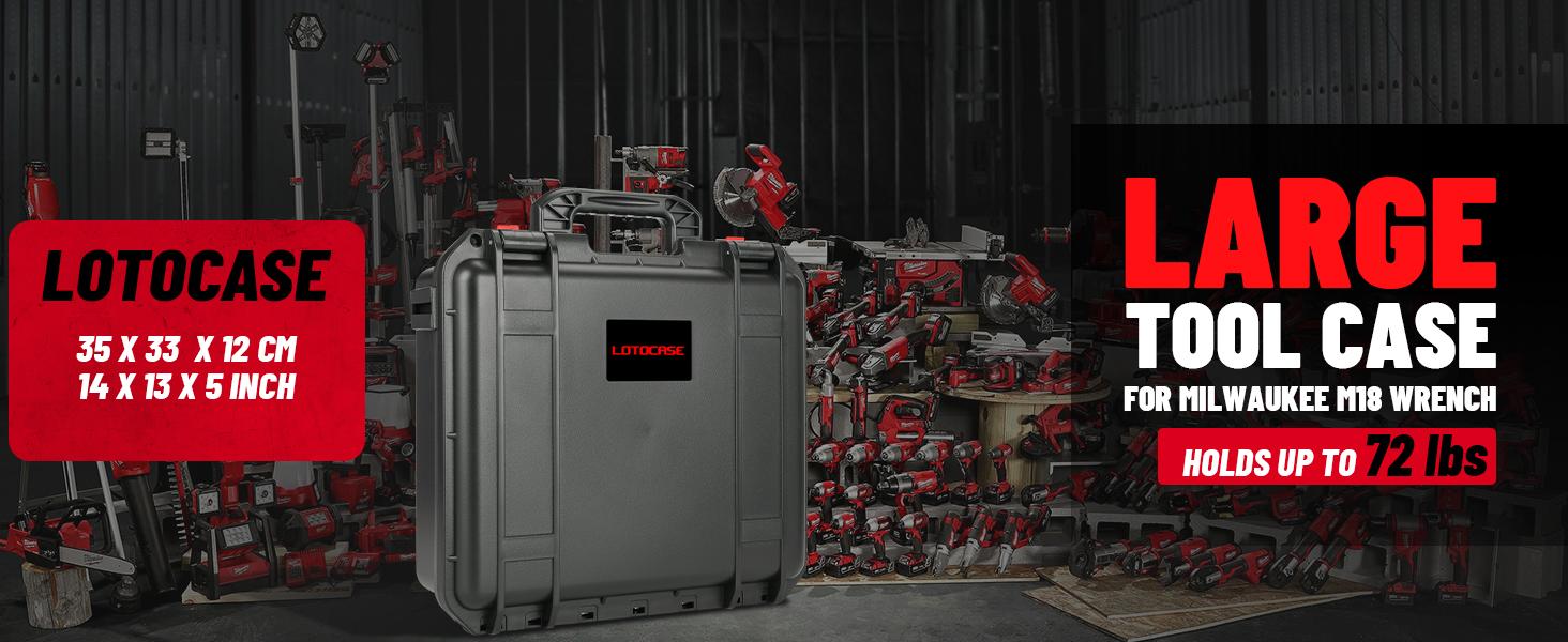 Case for M18 Impact and Torque Wrench - Waterproof Hard Tool Box for Milwaukee Set, Power Tool Combo Kit Bag for 18V 20V 2/1 3/4 3/8 Cordless Torque Wrenches/Battery (Case Only)