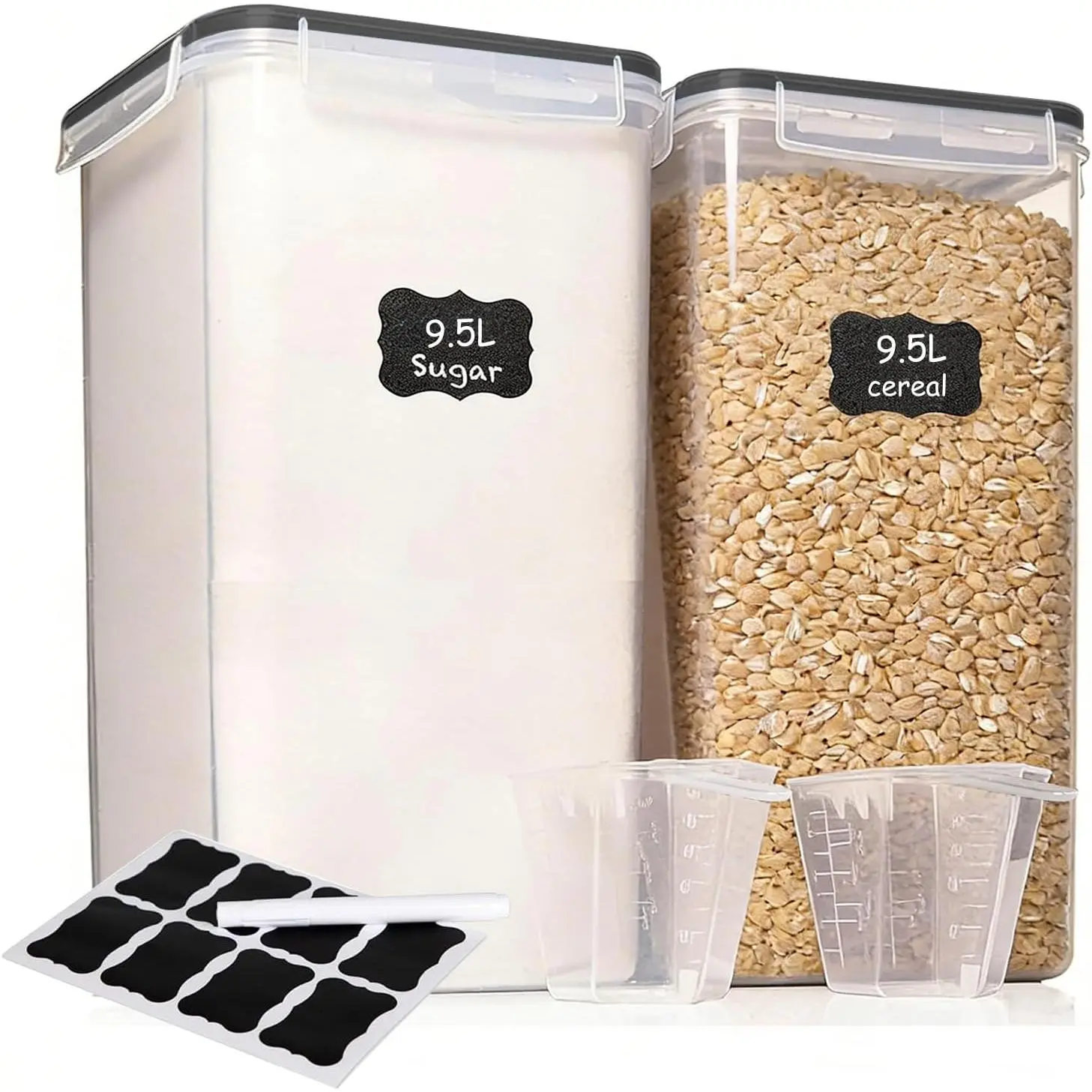 2 PC (9.5L | 321 Oz) Extra Large Airtight Food Storage Containers with Lids,Kitchen and Pantry Organization Plastic Containers for Flour,Rice,Cereal,Pasta,Sugar,dog food (Leakproof, BPA-Free)