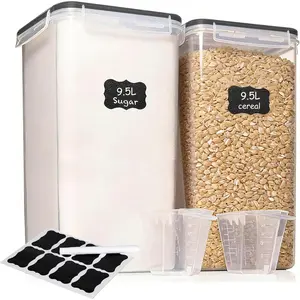 2 PC (9.5L | 321 Oz) Extra Large Airtight Food Storage Containers with Lids,Kitchen and Pantry Organization Plastic Containers for Flour,Rice,Cereal,Pasta,Sugar,dog food (Leakproof, BPA-Free)