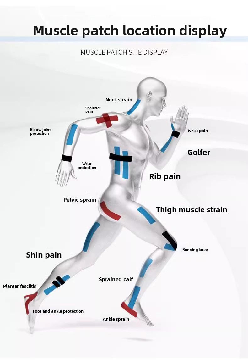 Sports tape, muscle tape, kinesiology tape, sports muscle tape for wrists, ankles, shoulders, and legs, facial muscle tape, elastic bandage