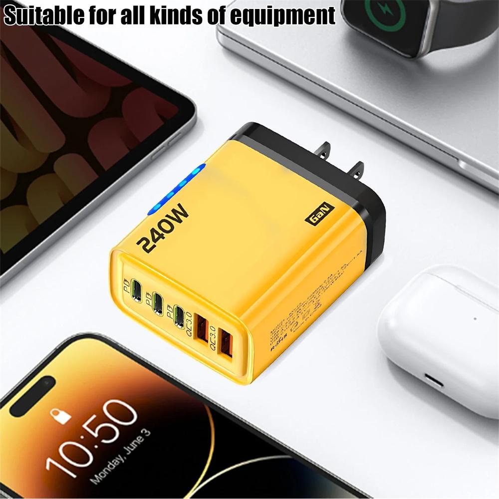 240W 5 Ports USB C Charger Quick Charge3.0 Type C PD Phone Charger   US Plug Fast Charge Wall Charger dual usb-c quick wall charger charger block wall charger block