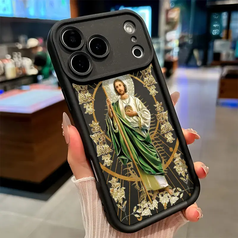 Phone Case for iPhone 17 Pro Max 16 Plus 15 14 13 12 11 Air E Saintly Radiant Guardian Shockproof Silicone TPU Bumper Drop Protection Soft Cover