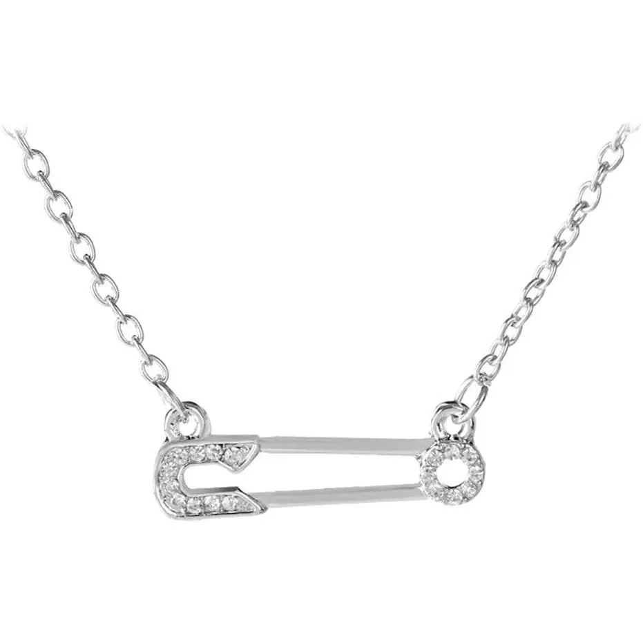 Safety Pin Necklace   Paper Clip Pendant Necklace for Women Dainty Cubic Zirconia Paperclip Necklace Clavicle Chain Necklace Choker Fashion