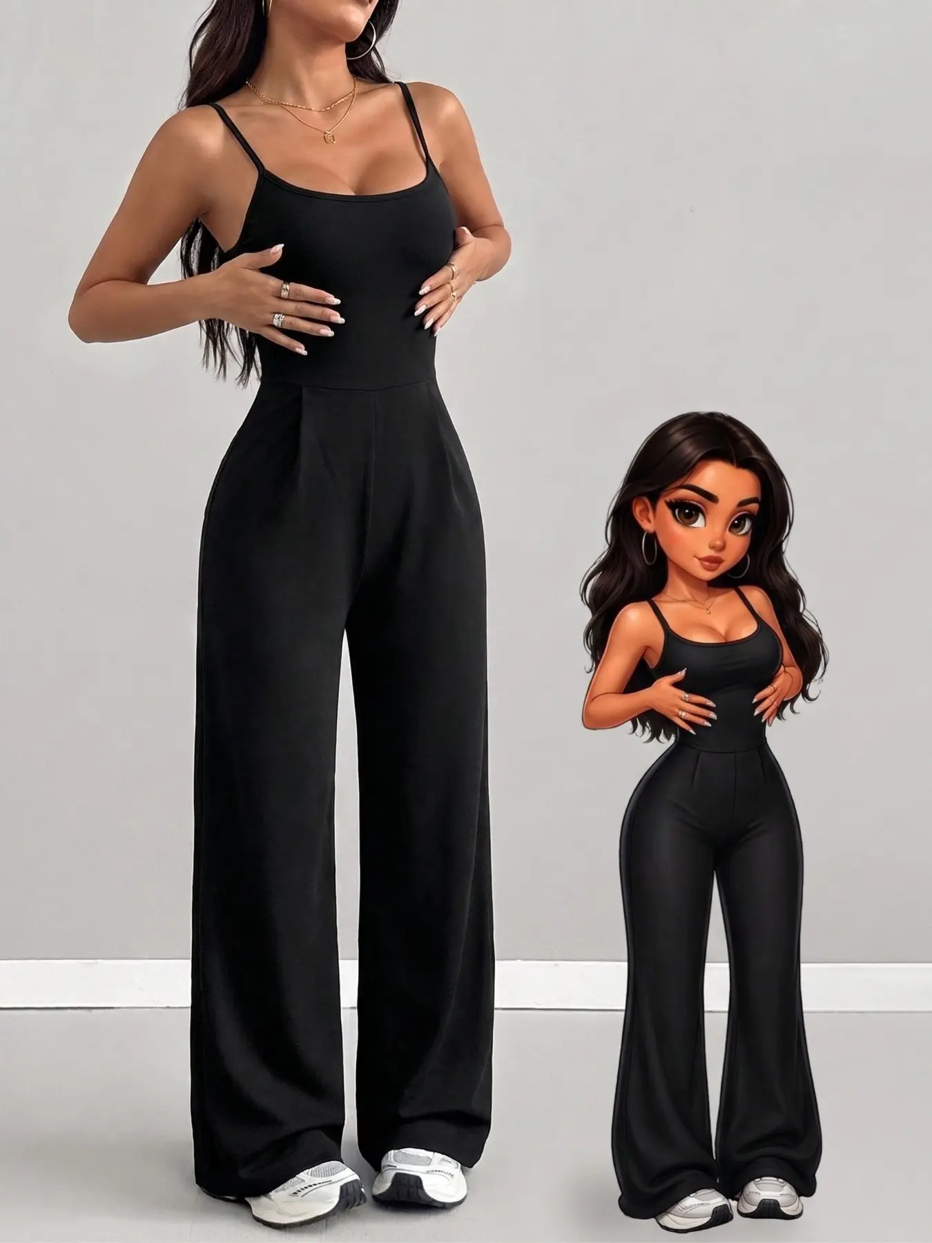Thin Strap Spaghetti Strap Wide Leg Jumpsuit, Casual Jumpsuits, Basic, Minimalist Chic Style, High Waist Elastic Stretchy Fabric, Perfect for Daily Wear and Dates