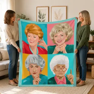 Girls Golden Classic TV Show Themed Blanket - Iconic 4 Characters Design Soft All-Season Bedspread Car Couch Flannel Throw Gift for Fans, Women & Men