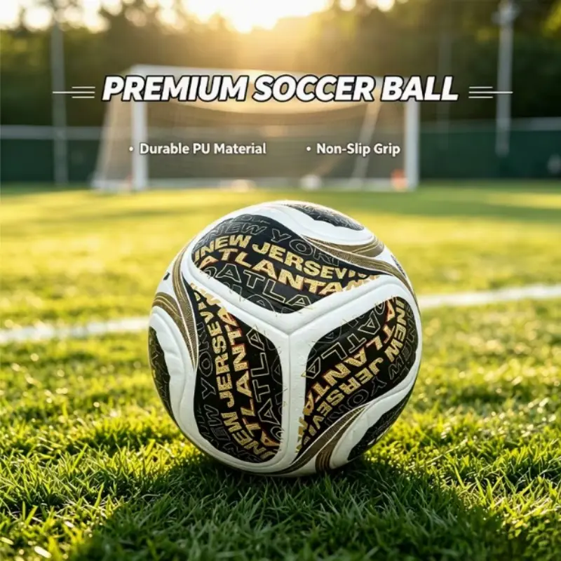 Outdoor Durable Gold Embossed Soccer Ball, Seamless Heat Bonding, High-Tenacity PU Material, Ideal for Parks and Fields
