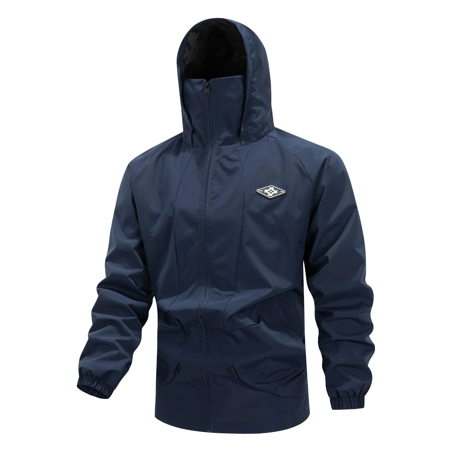 Men's Waterproof Hooded Rain Jacket, Lightweight Windproof Zip Up Outdoor Hiking Casual Windbreaker Shell Coat