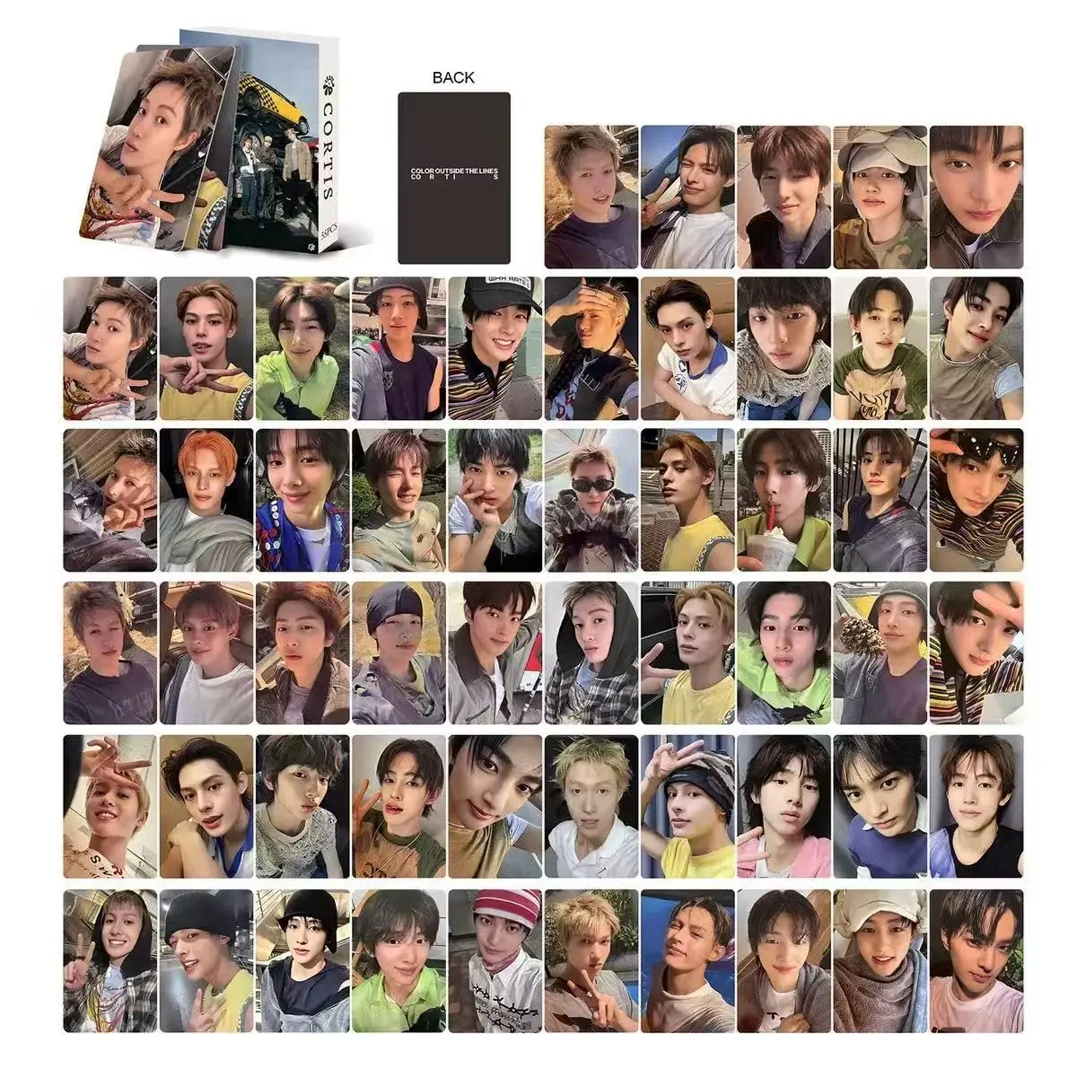 55 Sheets Hybe New Boy Group Cortis Exclusive Color Outside the Lines Small Card Lo Mo Card, Collectible Fan Merchandise