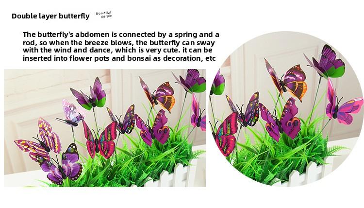 New artificial butterfly crafts, double-layer waterproof, with insertable rods, artificial butterflies for outdoor decoration, pack of 10