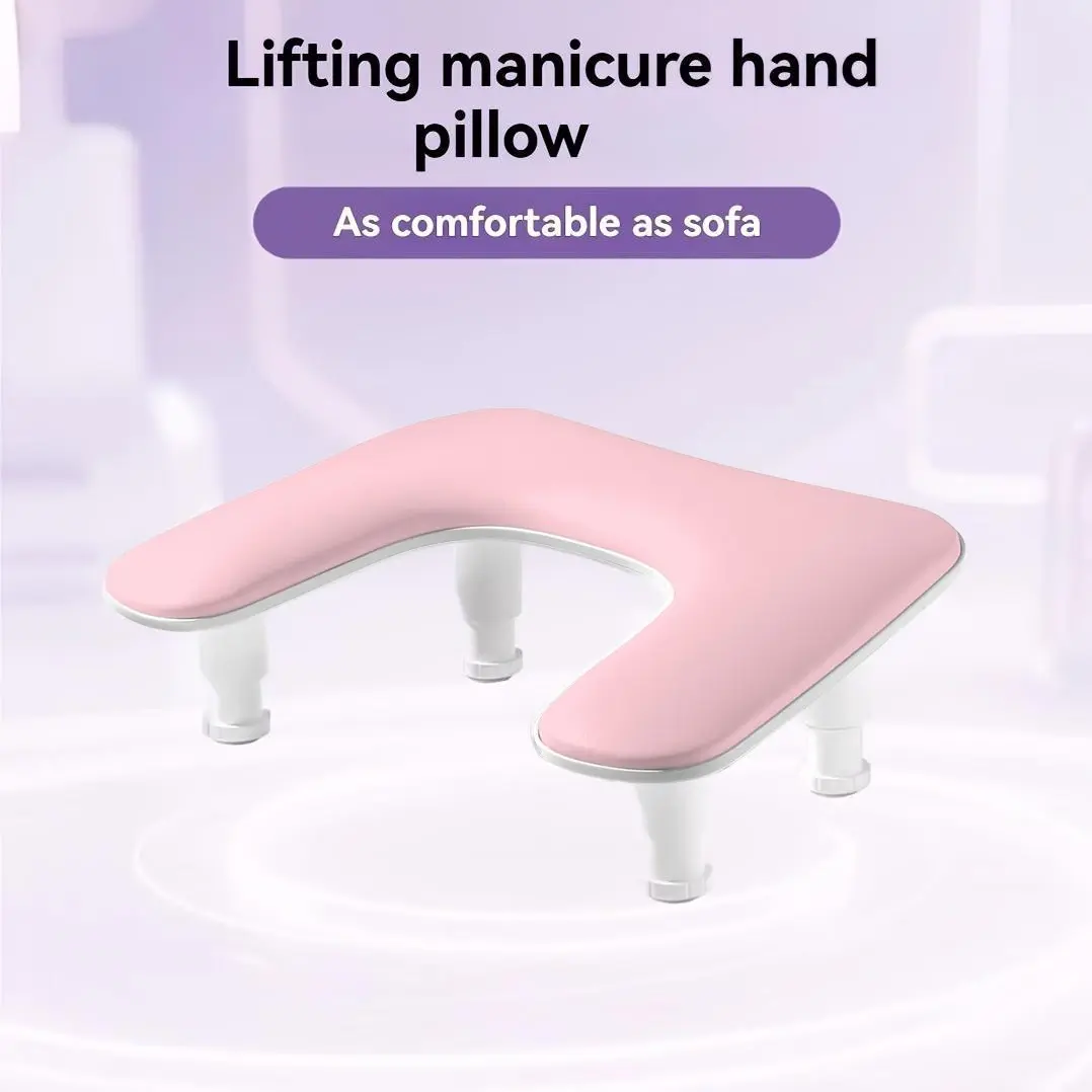 Portable Manicure Hand Pillow, Detachable Stand Design PU Leather Comfortable Soft Surface Multi-Functional Cushion Adjustable Height Home Salon Use