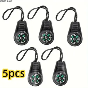 5Pcs Mini Waterproof Acrylic Survival Compasses with Lanyard, Battery-Free Portable Navigation Tool, Essential Gear for Camping, Hiking & Boating Outdoor Activities