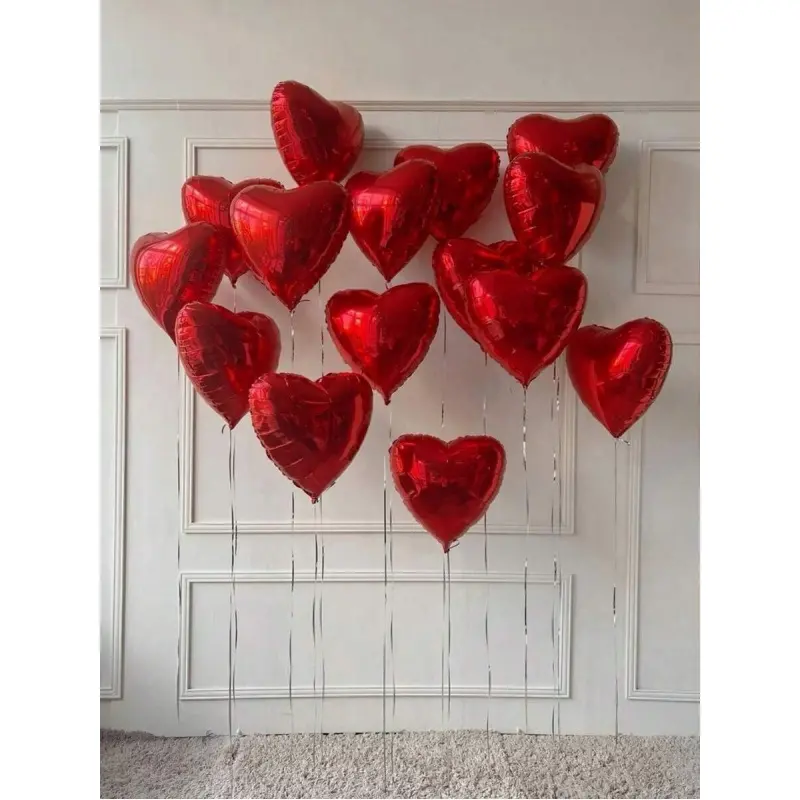 20-Pack 18-Inch Heart-Shaped Foil Balloons, Float with Helium (Needs Helium, No Battery Needed), Wedding Anniversary Home Interior Balloon Decor Supplies for Party Decorators