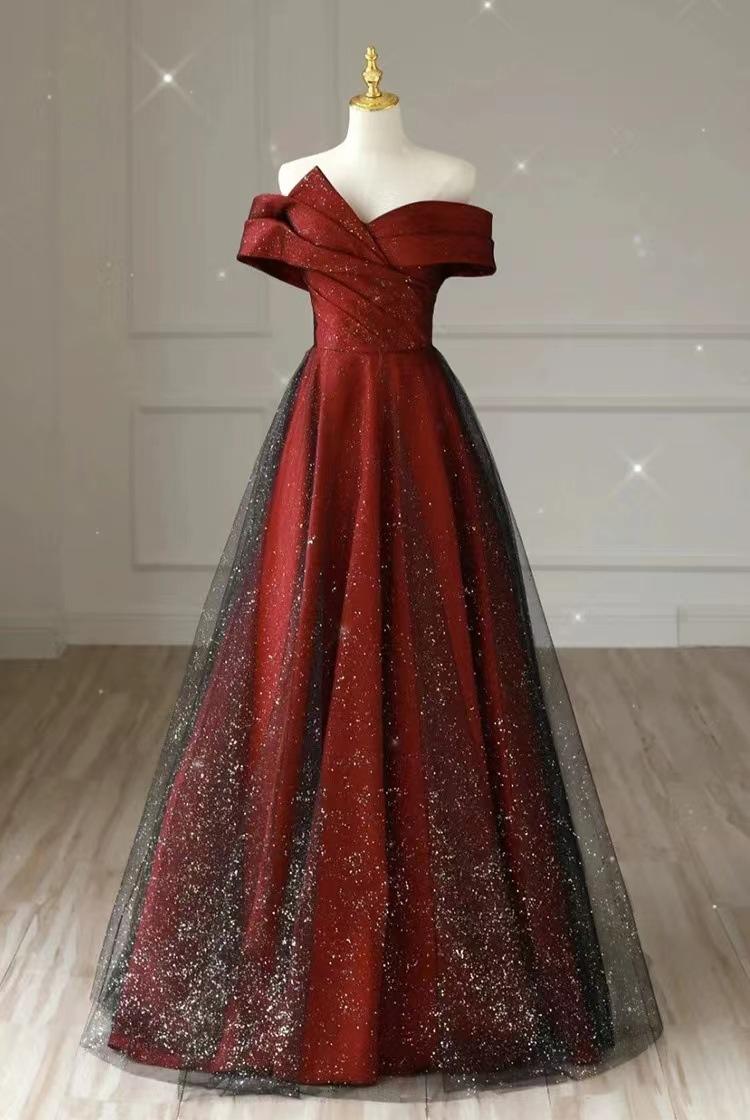 2026 New Autumn Red Toast Dress for Bride, One-Shoulder, Noble, Simple, Elegant, Slim-Fit and Skin-Brightening