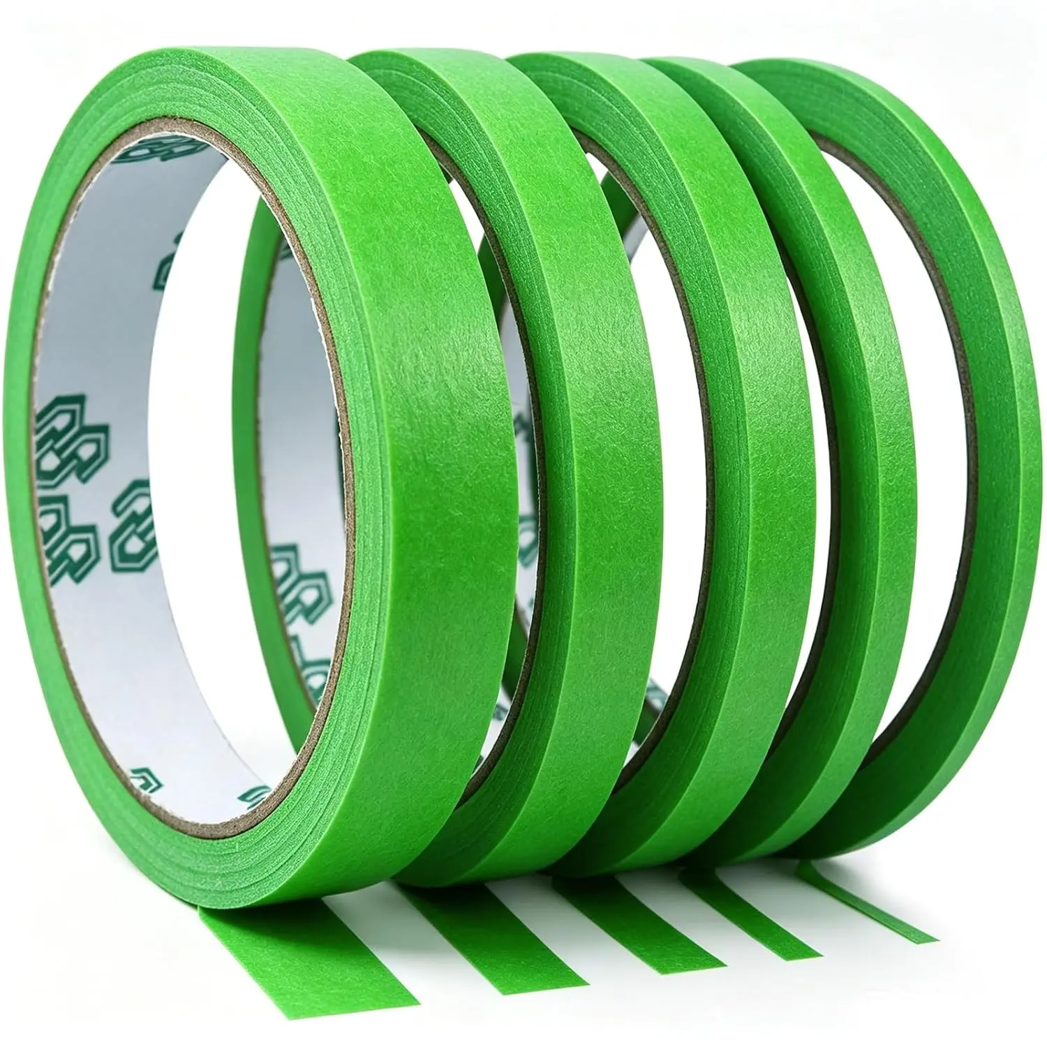 5 Rolls Pinstripe Tape Thin Painters Masking Tape | 1/8, 1/5, 1/3, 2/5, 3/5 Inch Wide - Painting Automotive Masking Tape for DIY, , Art Crafts, , Auto (Green)