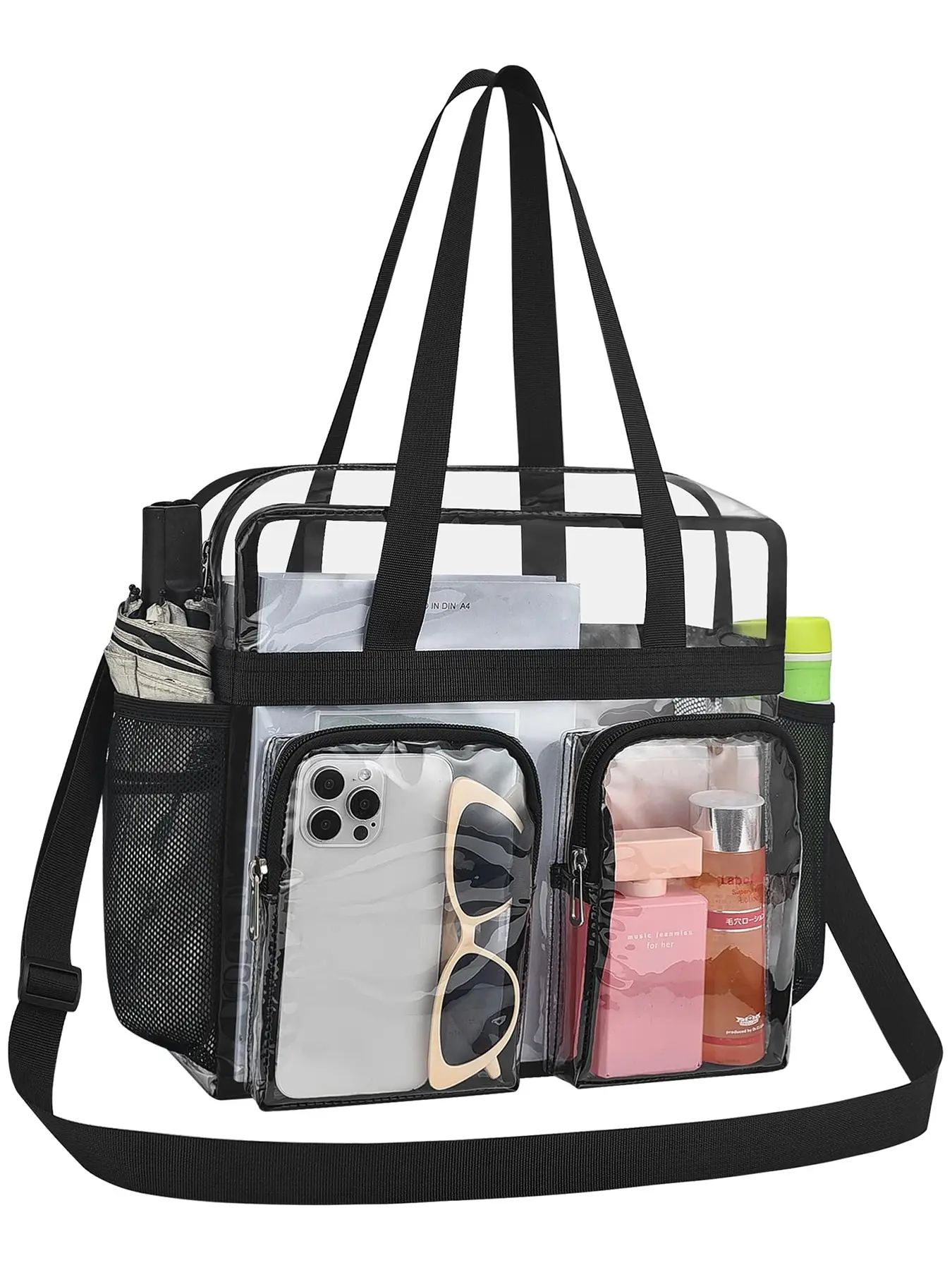 New Multi-Pocket Transparent PVC Travel Bag, Cosmetic Travel Bags, Large Capacity Waterproof Cosmetics Organizer, Portable Shoulder Bag for Travel