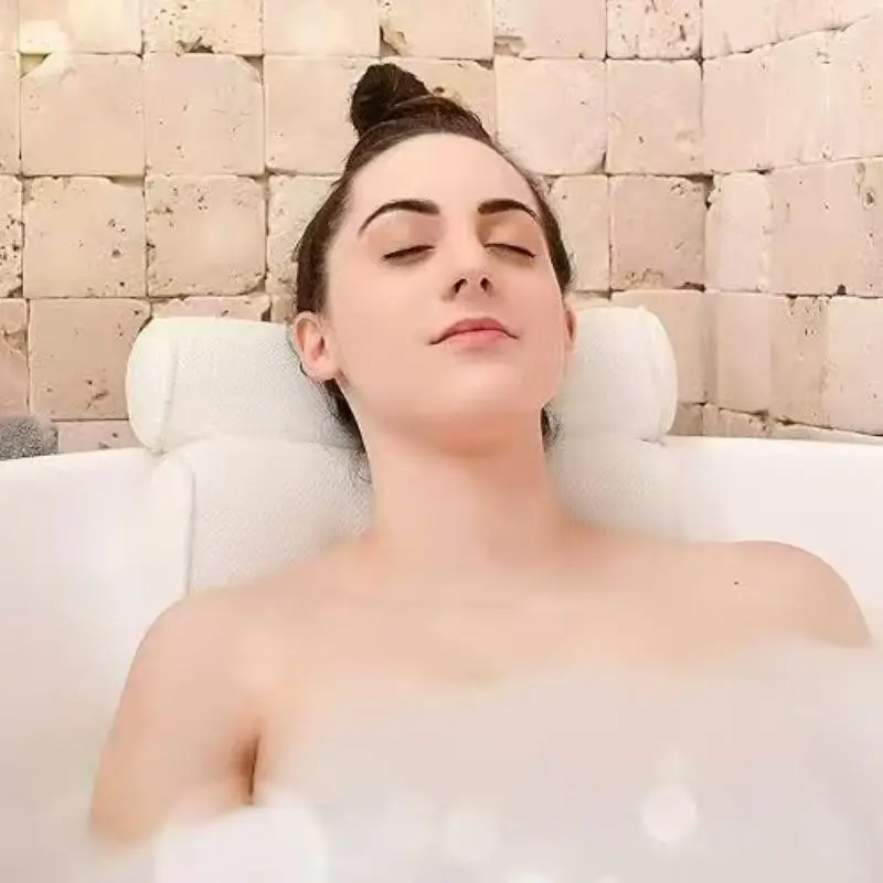 Premium Relaxing Bathtub Spa Pillow, Ergonomic Neck Back Support Cushion, Luxurious Cozy Bath Accessory for Women, Daily Self-Care Bathing