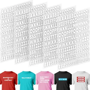 5 Sheets 830 Pieces 1 Inch Iron on Letters and Numbers for Clothing PU Heat Transfer Alphabet Stickers for T-Shirt Printing DIY Craft White