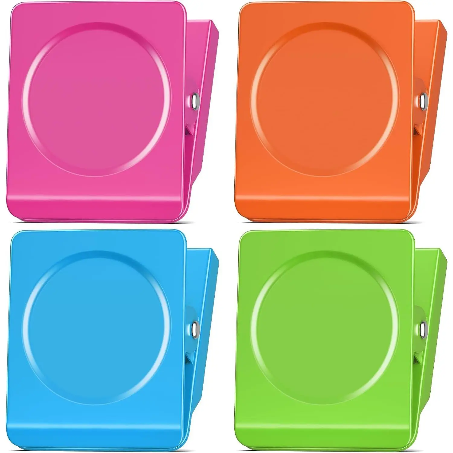 4 Pack Colorful Magnetic Clips for Refrigerator, Classroom, Office - 2.2 Inch Strong Magnets for Photos, Notes, Job Ticket Holders, Decoration GiftsGift