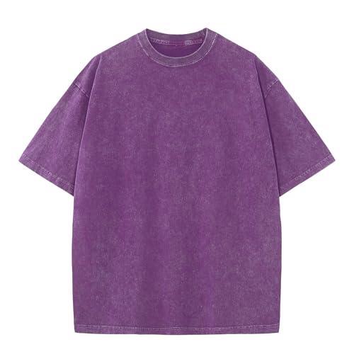 Men's Oversized Cotton T-Shirts Loose Fit Vintage Washed Tee Unisex Short Sleeve Casual Shirts Tops