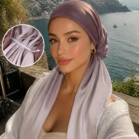Women's Gradient Bali Fabric Print Head Scarf Cap, Breathable Lightweight Turban, Pre-Tied Hijab, Fashion Daily Accessory, Headscarf