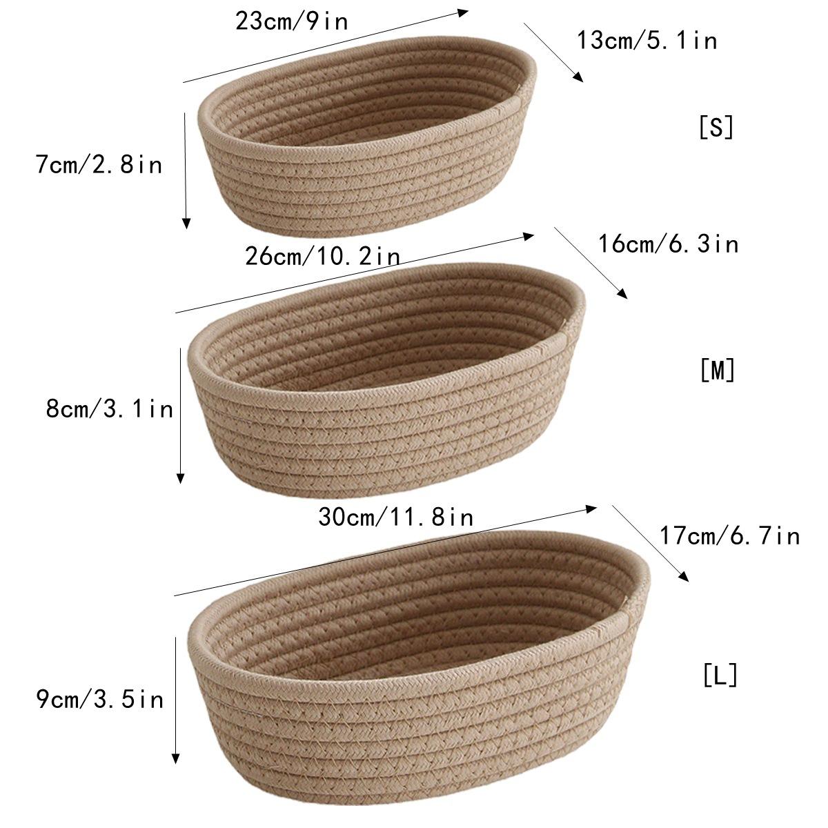 Woven Nordic Rope Storage Baskets - Organize Boxes, Desktop Sundries, Key, Cosmetics - Natural Fiber - For Home & Office - Perfect Gift for Housewarming & Organization Enthusiasts - Room Organization Products