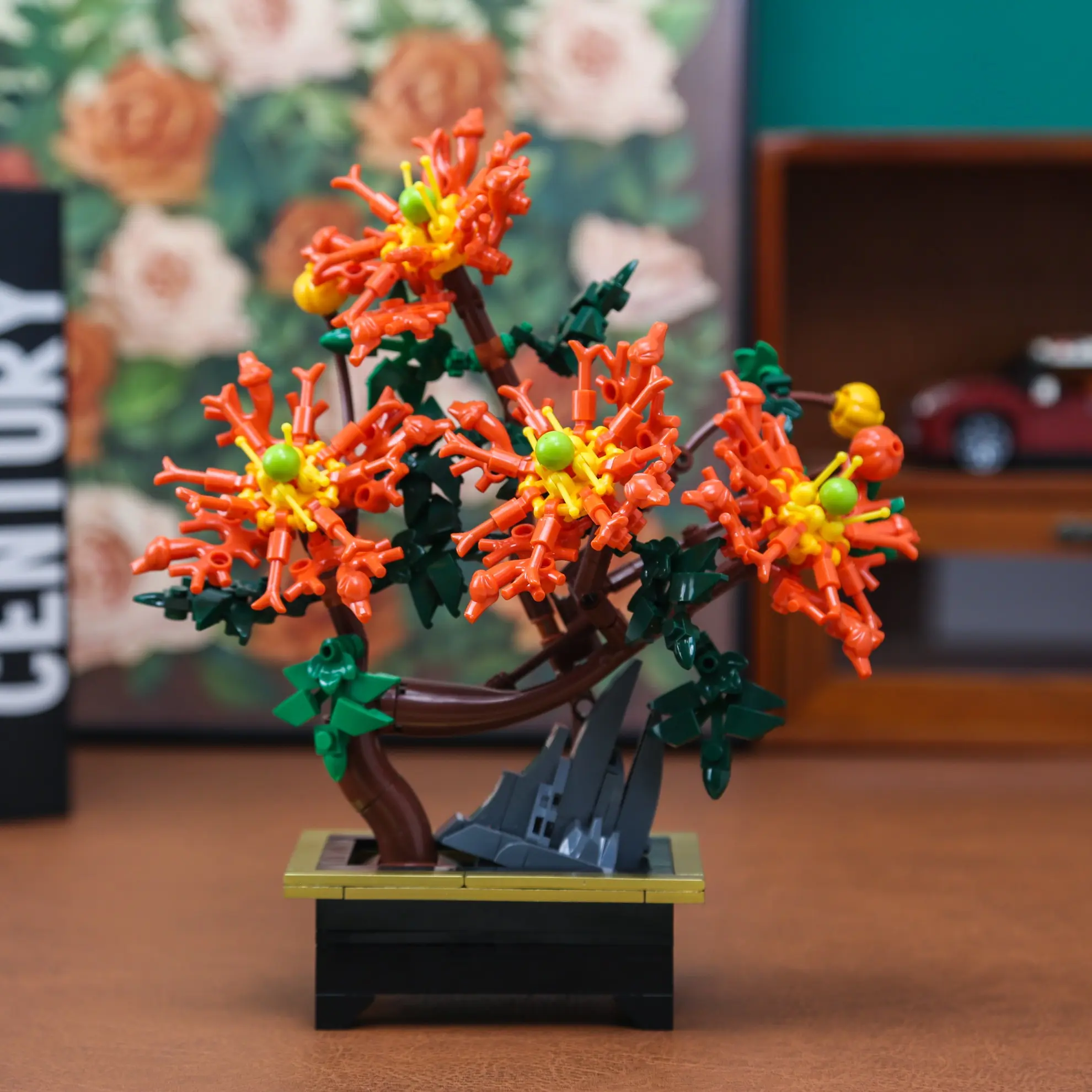 Eastern Autumn Chrysanthemum Bonsai Blocks, Traditional Zen Floral Assembly Model, Atmospheric Home Decor, Festival Moving Gift
