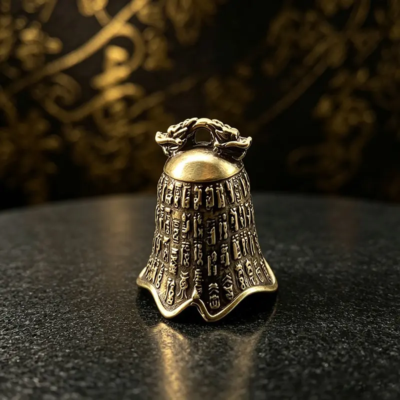 Brass Chinese Wind Chime Desktop Mini Bell Decorative Item, Vintage Classical Traditional Metal Copper Bell, Home Decoration, Doorbell