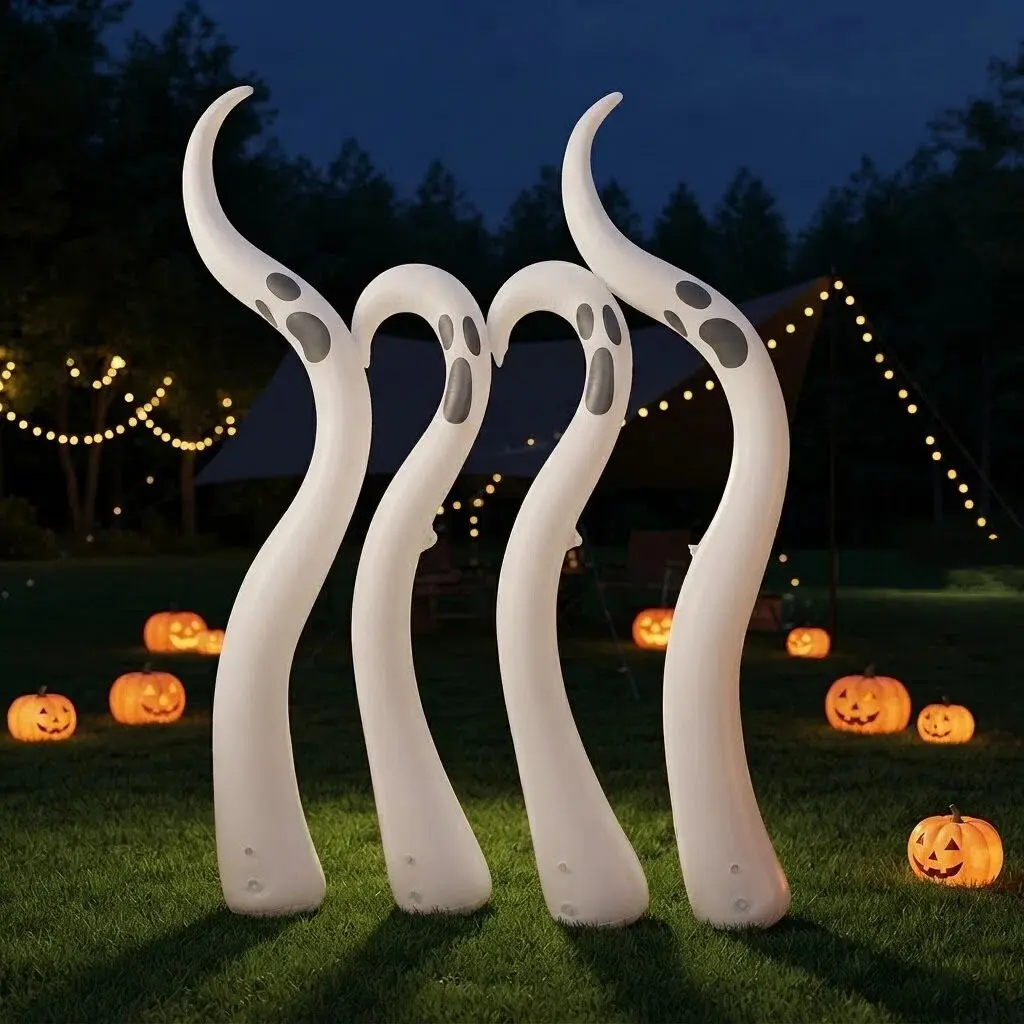 4pcs Halloween Inflatable Tentacles Decoration, PVC Material, Outdoor Party Decorations, Ghost Touches, Lawn & Yard Festival Props