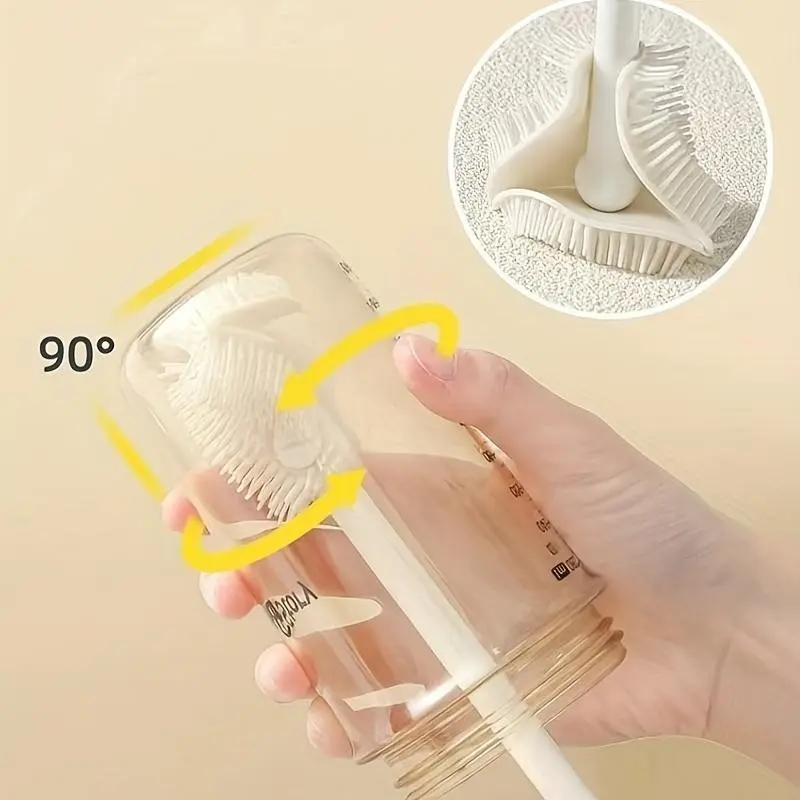 2PCS Long Handle Silicone Bottle Brush, Soft Bristle Water Cup Cleaning Brush for Stanley Cup, Hydro Flask, Baby Bottles, Tumbler, Wine Glass Cleaner, Kitchen Scrubber, Flexible Thermos Cup Cleaning Tool, Glassware Washer, Bottle Washers