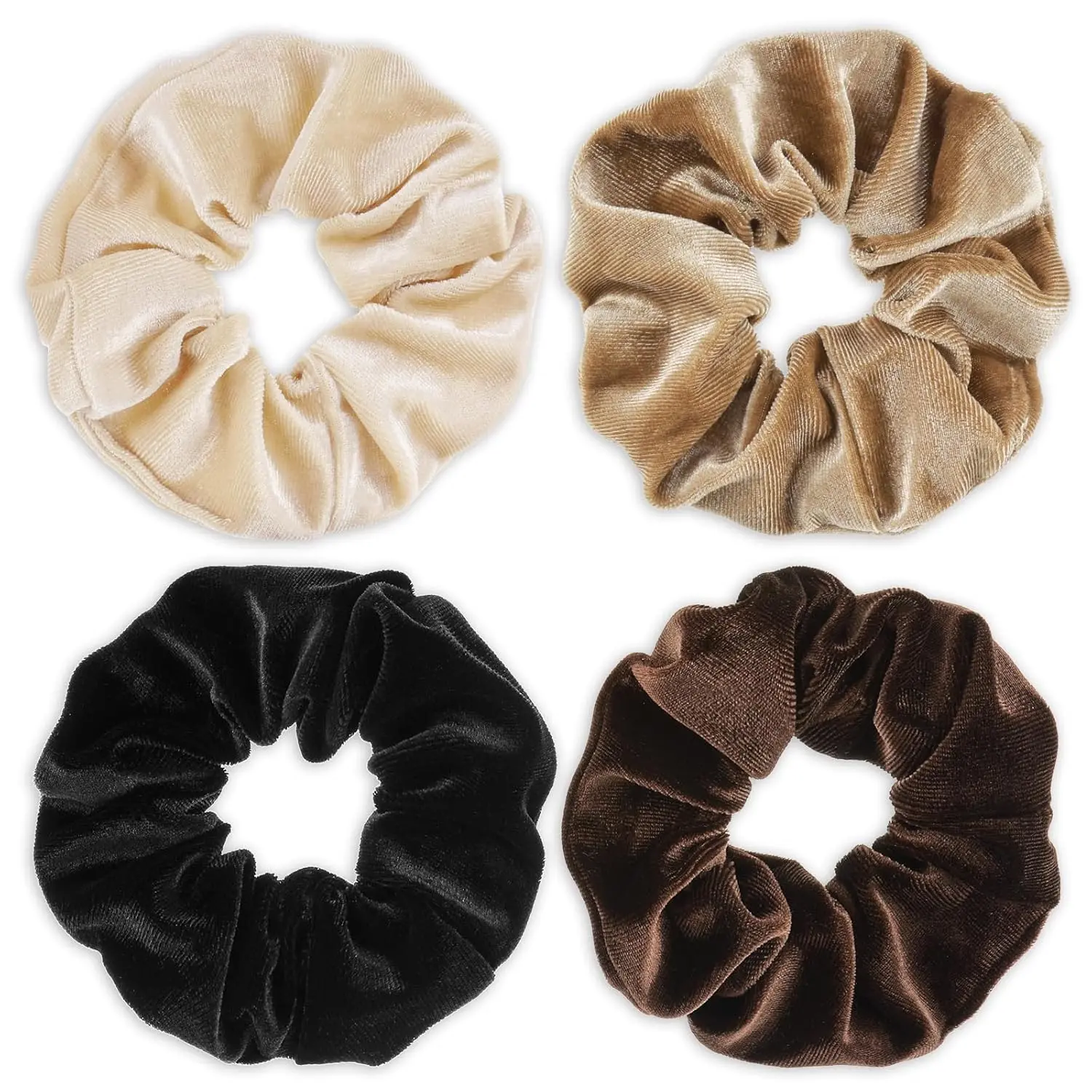 4Pcs Velvet Jumbo Scrunchies for Hair, Large Soft Ponytail Holder for Women, Cute Elastic Hair Bands, Bulk Hairs Tie for Girls Teens Curly Thick Fine Thin Hairs