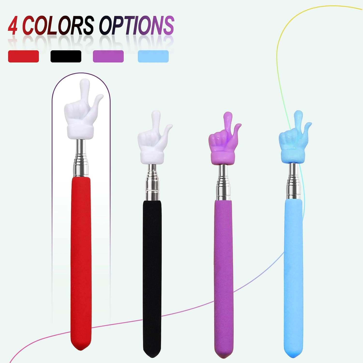 2 count Telescopic Teacher Pointer Stick, Retractable Finger Pointer for Classroom Teaching, Extendable Pointer for  and Elementary Teachers, Classroom Supplies (Red)