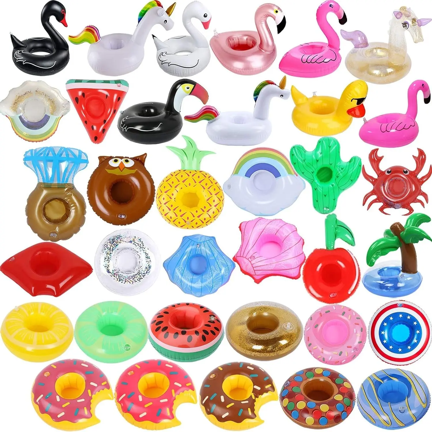 35 Pack Inflatable Drink Holders Floating Cup Holders Fun Floaties for Swimming Pool PartyGift